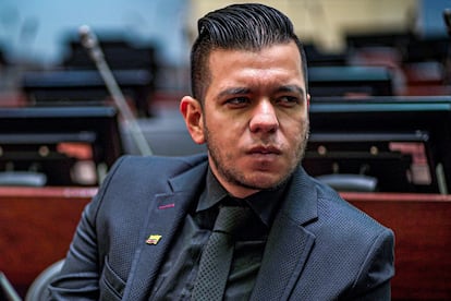 Jonathan Ferney Pulido Hernández, 'Jota Pe', en la cámara del Senado, en julio del 2022.