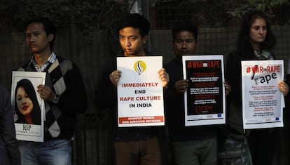 Manifestantes contra las violaciones en Nueva Delhi, en febrero pasado.