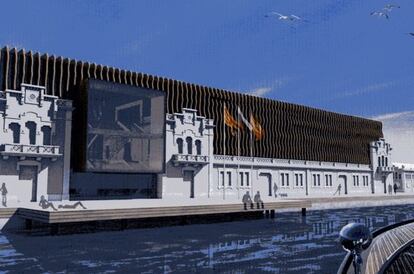 Recreación de la fachada marítima del proyecto del Hermitage en la Barceloneta