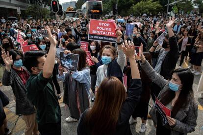 Manifestación prodemocracia en Hong Kong.