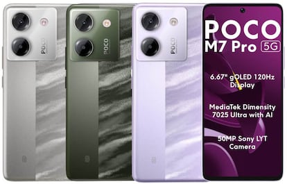 Colores del teléfono POCO M7 Pro 5G