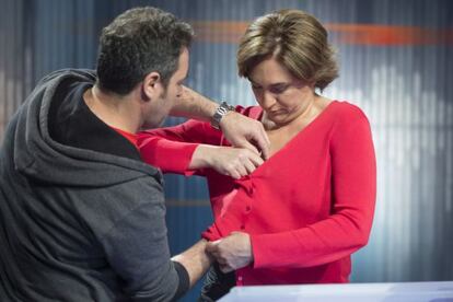 Ada Colau antes del debate electoral en TV3.