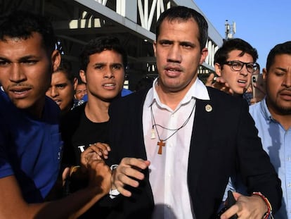 Juan Guaidó, a su llegada al aeropuerto de Caracas el martes pasado. 