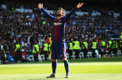 Messi celebra el segundo gol del Barcelona