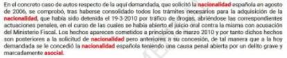 Una de las sentencias de 2016 de la Audiencia Nacional que anula la nacionalidad de la demandada.