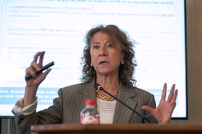 La subgobernadora del Banco de España, Margarita Delgado, durante su participación en el XLI Seminario de APIE 'El rol de las empresas en la nueva economía'.