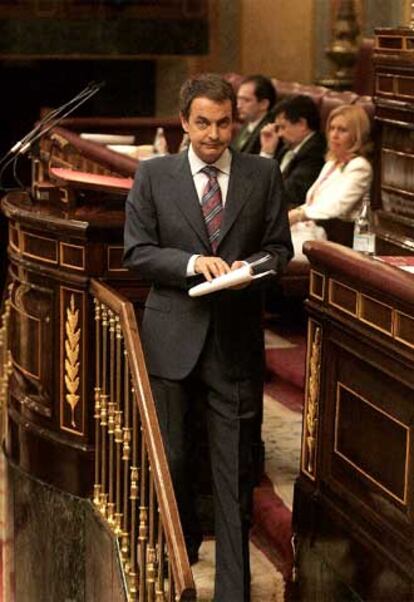 José Luis Rodríguez Zapatero, durante el pleno celebrado hoy en el Congreso.