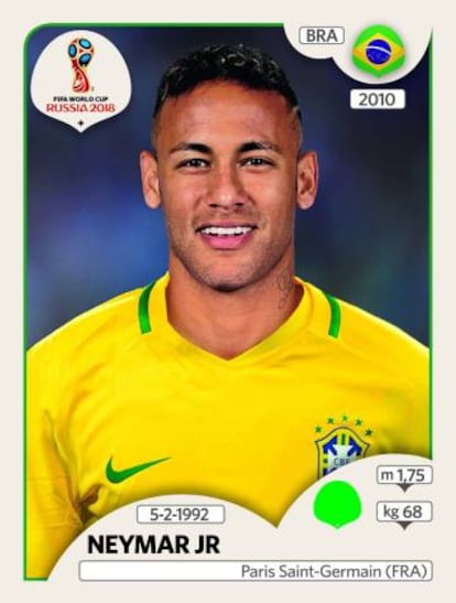 Figurinha de Neymar no álbum.