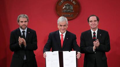 El presidente de Chile, Sebastián Piñera, tras el anuncio.