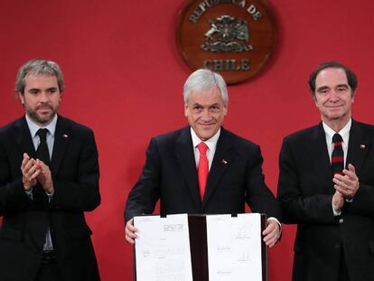 El presidente de Chile, Sebastián Piñera, tras el anuncio.