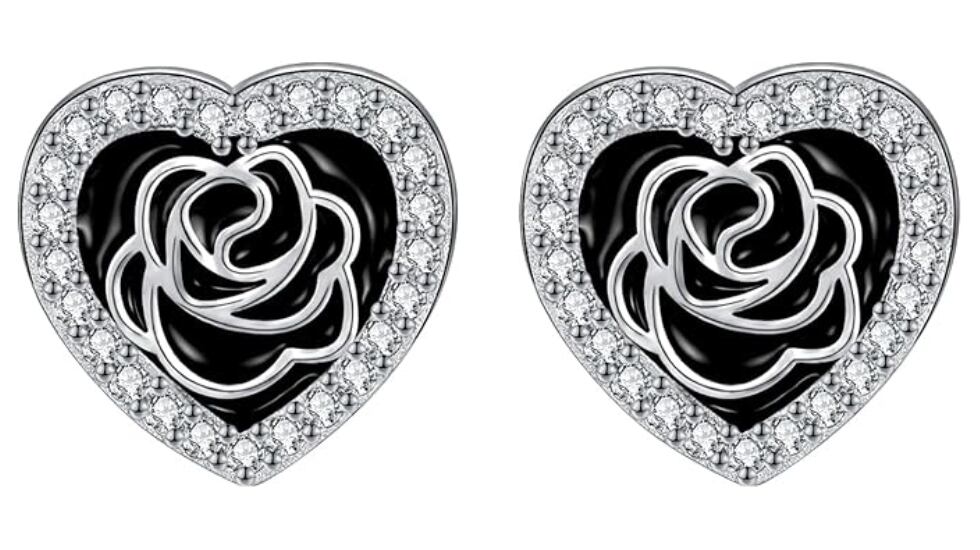 Vista de pendientes para mujer con forma de corazón.