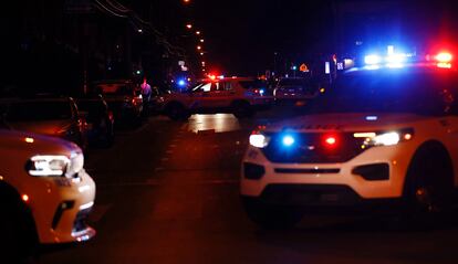 Philadelphia police investigate along 56th Street after multiple people were shot in Southwest Philadelphia, late Monday, July 3, 2023.