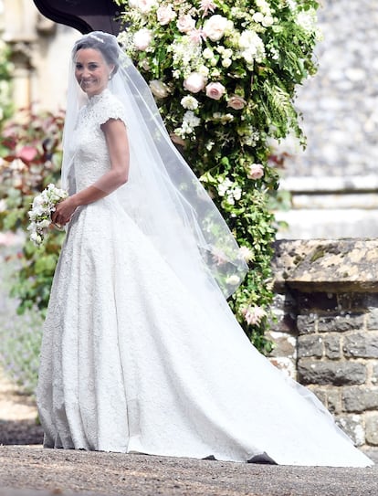 Pippa Middleton a su llegada a la iglesia.