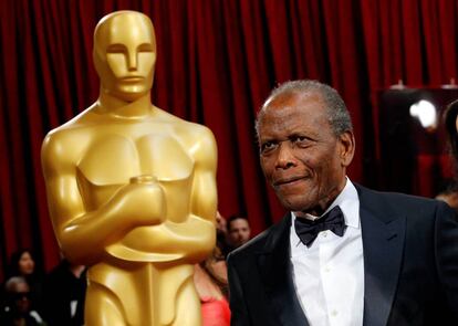 Sidney Poitier, en los Premios de la Academia de Hollywood, en 2014.