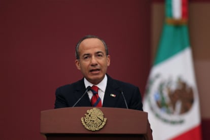 El presidente de México, Felipe Calderón, en su intervención en el Palacio Nacional.