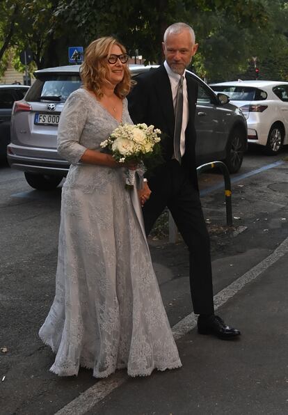 Nicoletta Mantovani y Alberto Tinarelli, en su boda en Bolonia.