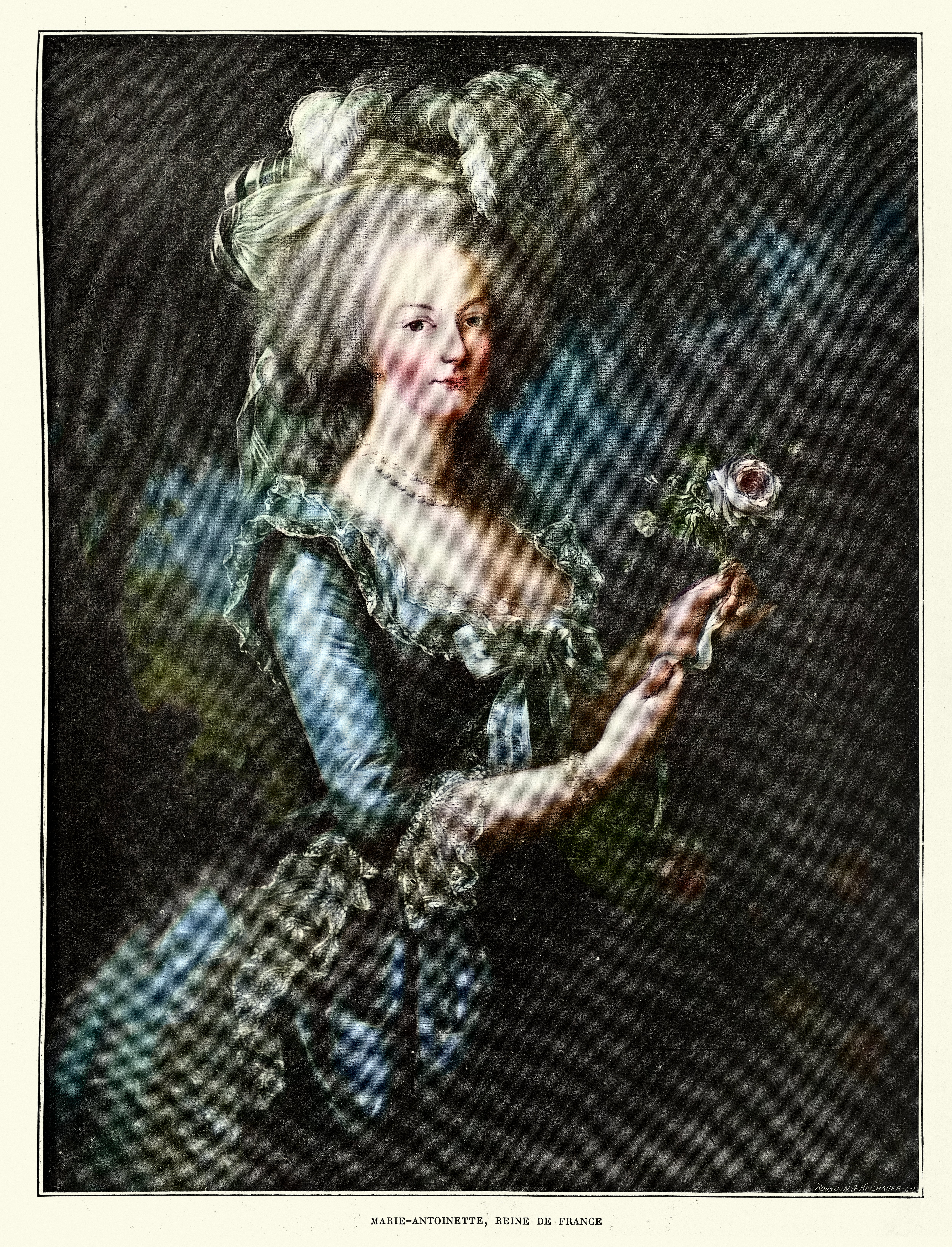 Ilustración de María Antonieta a partir de un retrato de Élisabeth Vigée-Lebrun.