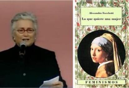 La pensadora feminista Alessandra Bocchetti y la portada de su libro 'Lo que piensa una mujer'.