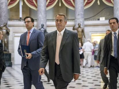El l&iacute;der republicano, John Boehner, antes del voto en la C&aacute;mara de Representantes para autorizar una demanda contra el presidente Obama 