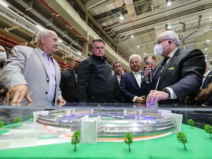 O presidente Bolsonaro em visita ao Sirius, em Campinas (SP), no dia 8 de outubro.