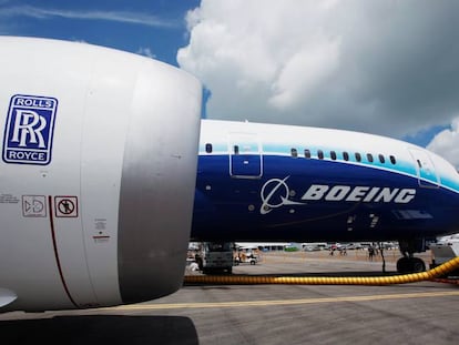 Un motor Rolls Royce Trent 1000 de un avi&oacute;n Boeing 787.