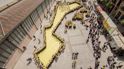 Plantada pel catal&agrave; a la pla&ccedil;a del Born, de Plataforma per la Llengua. 