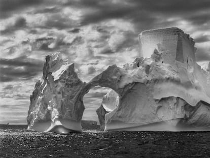 One of the images from the exhibition, showing an iceberg close to the South Shetland Islands in Antarctica.  