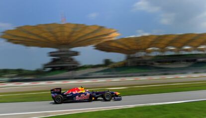 El Red Bull de Webber, durante la sesión de hoy.