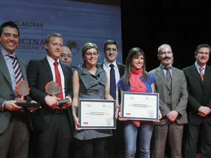 Patxi López, durante la entrega de los premios Ingurualde, en Barakaldo.