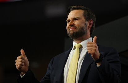 J. D. Vance, candidato republicano a vicepresidente, durante la convención de Milwaukee.