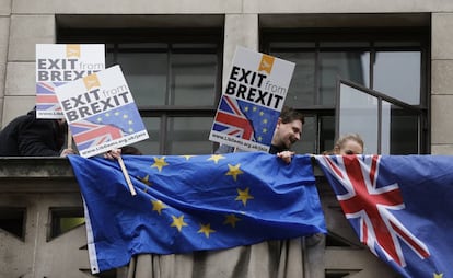 Manifestantes en contra del Brexit, la semana pasada en Londres