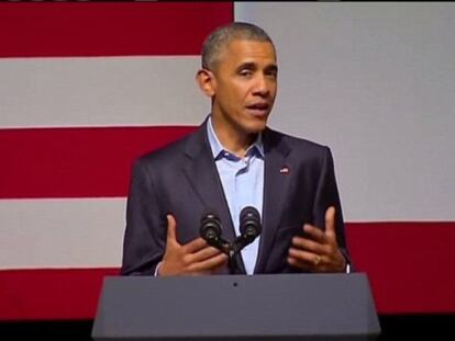 Obama durante la convención nacional del partido demócrata