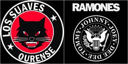 Dos de los logos más populares del rock: el de Los Suaves y el de los Ramones. Quien no tiene en su armario una camiseta de los gallegos la tiene de los neoyorquinos.