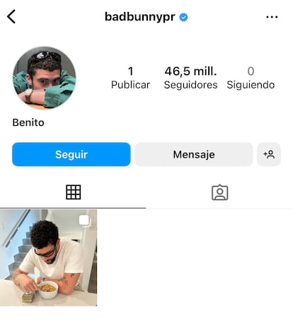 Bad Bunny tiene 46 millones de seguidores en Instagram.