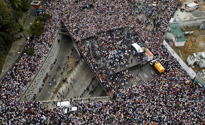 Protesto da oposição em Caracas.