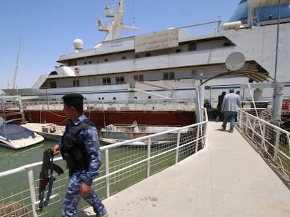 El Basrah Breeze en el puerto de Basora en Irak, el pasado 14 de mayo.