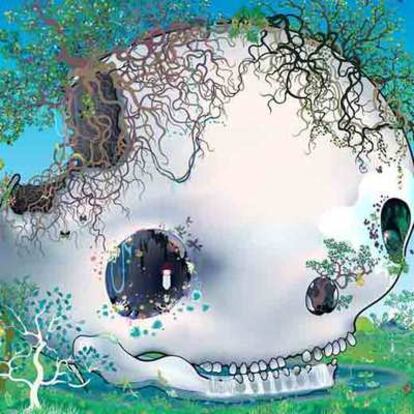 La obra <i>The fountain of the skull,</i> 2007, de Chiho Aoshima (abajo).