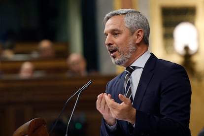 El diputado del PP Juan Bravo, durante el pleno extraordinario celebrado el 22 de enero en el Congreso.