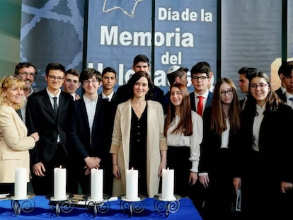 Isabel Díaz Ayuso, durante el homenaje a las víctimas del Holocausto en la Asamblea, el pasado 23 de enero.