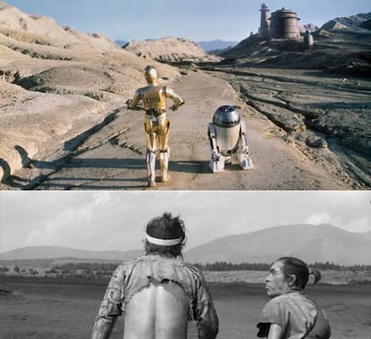 Fotogramas de 'El retorno del jedi' y 'La fortaleza escondida', de Kurosawa.