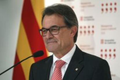 El president de la Generalitat, Artur Mas, durante su comparecencia ante los medios de comunicación en el Centro Cultural Blanquernael pasado día 30.