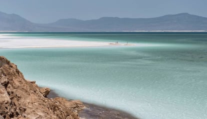 Panorámica del lago Assal, en Yibuti.