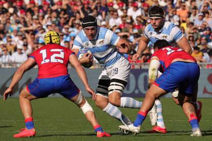 Partido del mundial de rugby entre Argentina y Chile.