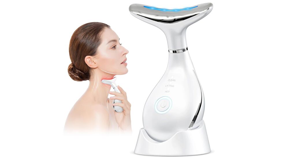 Masajeador facial antiarrugas con luz led.