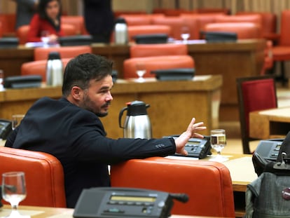 Gabriel Rufián y Pablo Echenique, este martes en el Congreso.