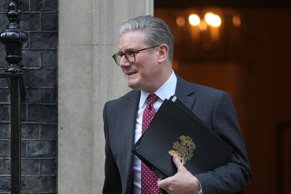 Britain's Prime Minister Keir Starmer departs 10 Downing Street to attend the House of Commons to make a statement on Ukraine Summit, in London, Monday, March 3, 2025. (AP Photo/Kin Cheung)