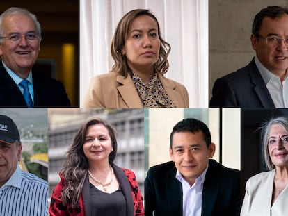 Los siete exministros del Gobierno de Gustavo Petro: José Antonio Ocampo, de Hacienda; Carolina Corcho, de Salud; Alfonso Prada, del Interior; Guillermo Reyes, de Transporte ; Sandra Urrutia, de Tecnologías de la Información y Comunicaciones; Arturo Luna, de Ciencia, y Cecilia López, de Agricultura.