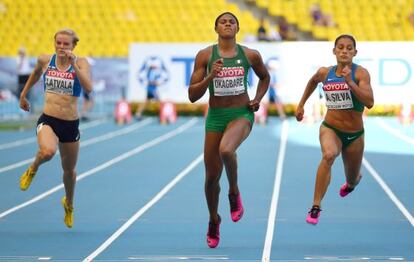 Okagbare, en una serie clasificatoria de 100 m.
