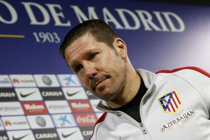 Simeone, durante la rueda de prensa previal al Atlético-Almería.