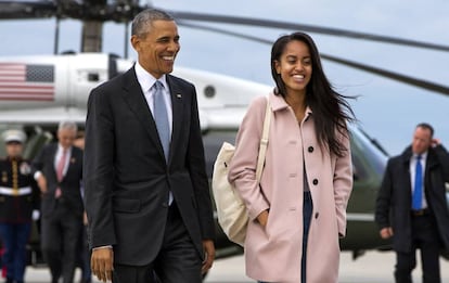 O presidente e sua filha Malia em 7 de abril.